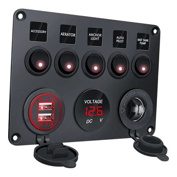 Applicable to 5 Gang Rocker Switch Panel with Light, Panel