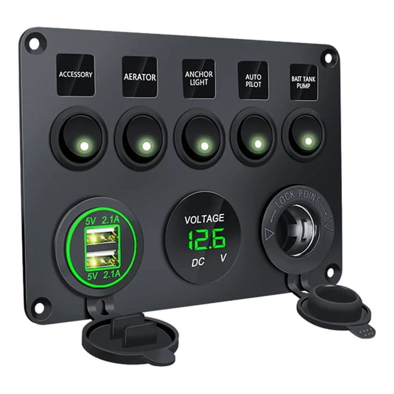 Applicable to 5 Gang Rocker Switch Panel with Light, Panel