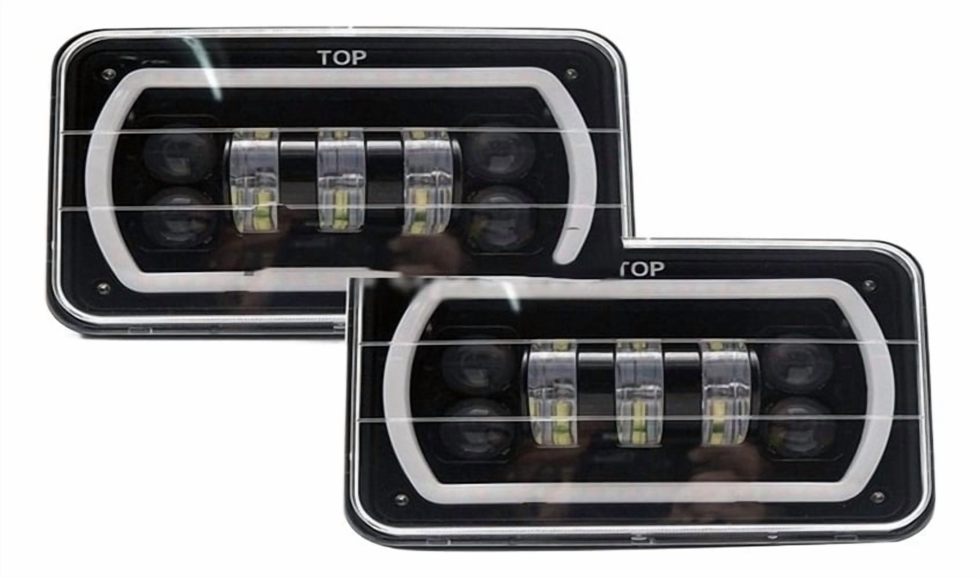 Applicable to A Pair of 4x6 Rectangular LED Headlights with Magnifying ...