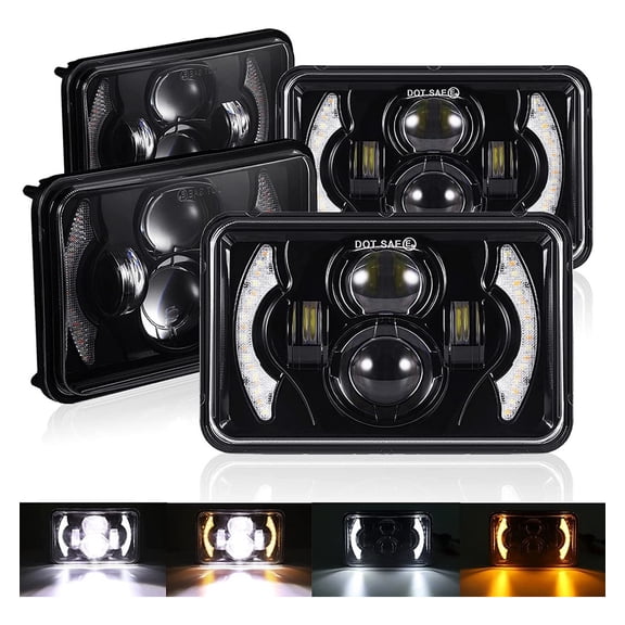 Applicable to Kit of 4 Headlights Unit 4x6 LED High Low Beam Corner Lights Gel 4x4 F1,
