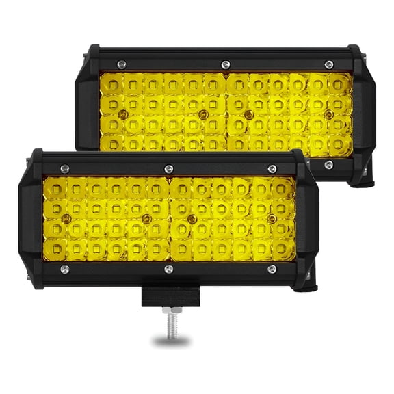 Applicable to Pair of 7'' 3000k 144w Auxiliary LED Headlights, Amber Yellow Light