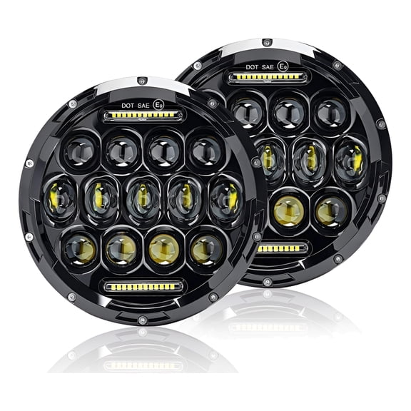 Applicable to Pair of 7'' Round LED Angel Eye Headlights for Wrangler Jeep,