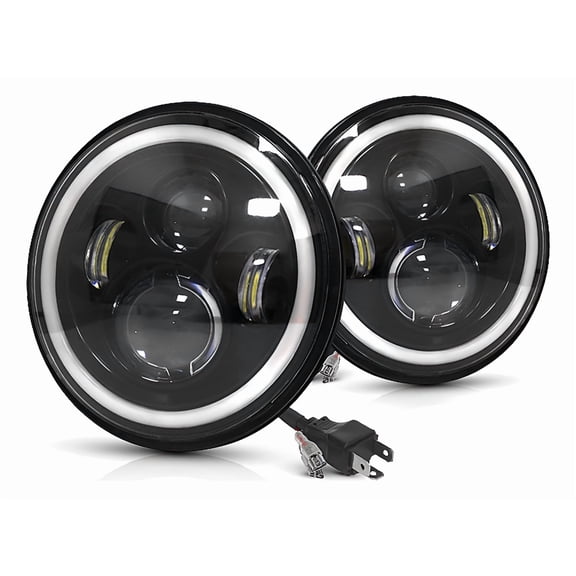 Applicable to Pair of 7'' Round LED Angel Eye Headlights for Wrangler Jeep,