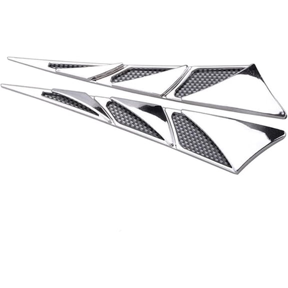 Applicable to jfqm 1 Pair Hood Air Flow Side Vent Decoration Stickers Fit for Car SUV Off-Road Pickup MPV Vehicle Chrome Style