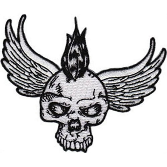 Application Winged Skull with Mohawk Patch