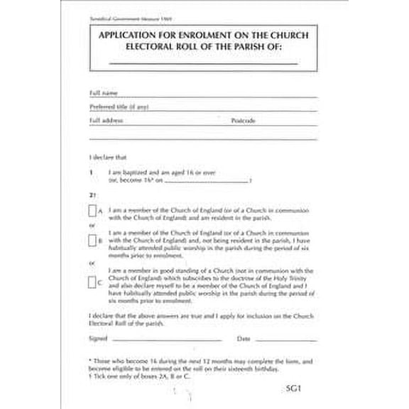 Application for Enrolment on the Electoral Roll