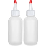 Applicator Bottles with Red Top Cap, Squeeze 4 OZ Empty Plastic Bottles, Refillable - Multi Purpose Pack of 2