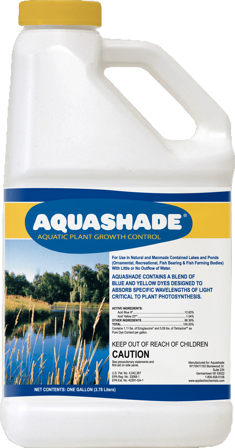Aquashade Blue and Yellow Pond Treatment Dye, 1 Gallon