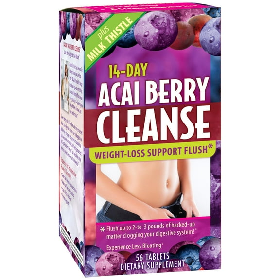 Applied Nutrition 14-Day Acai Berry Cleanse - 56 Tablets - Weight-Loss Support Flush   Milk Thistle - 28 Servings