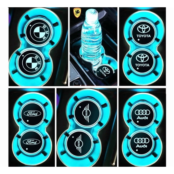 Applies to 2 Cup Holders for Car Led Light for Chevrolet Bmw Ford Toyota