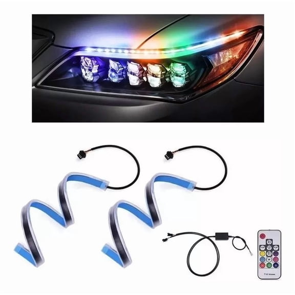 Applies to 2 Pairs of Flexible Directional Sequential RGB Drl LED Strips, 60cm