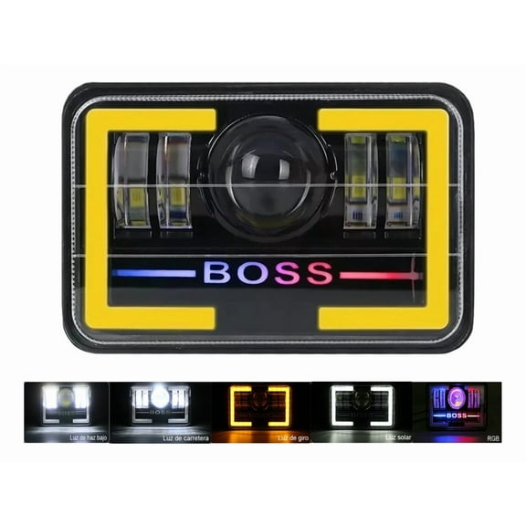 Applies to 4x6 Square LED Headlight Angel Eye High/Low Beam 55W