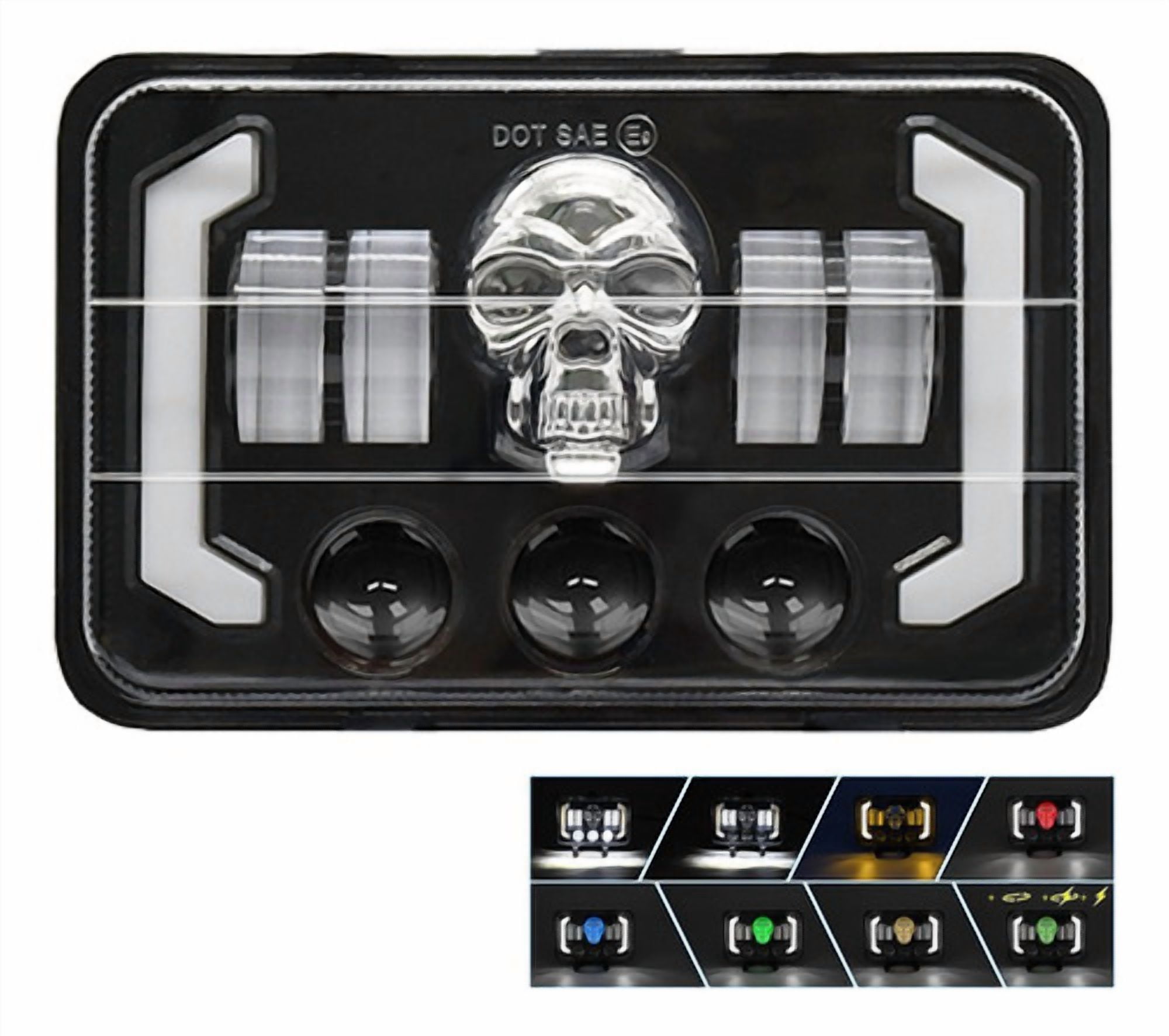 Applies to 4x6 Square Skull Shape RGB LED Magnifying Glass, High and Low Light