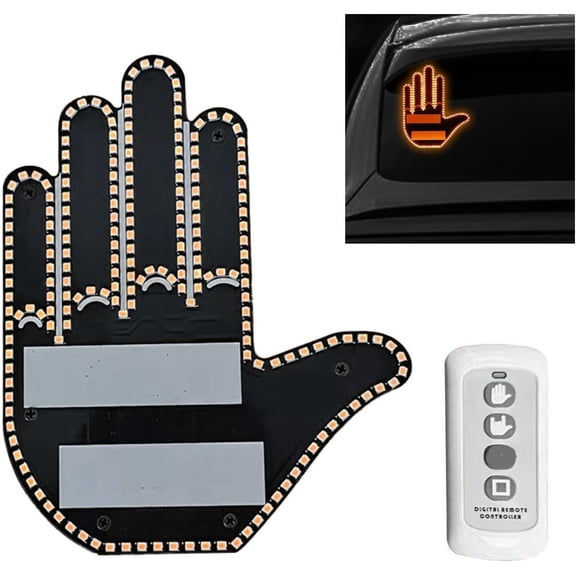 LED Car Gesture Light,Car Sign Finger Light with Remote Control, Funny Back Window Sign Lighting Accessories for Cars Trucks, Auto Gadgets & Road Signs