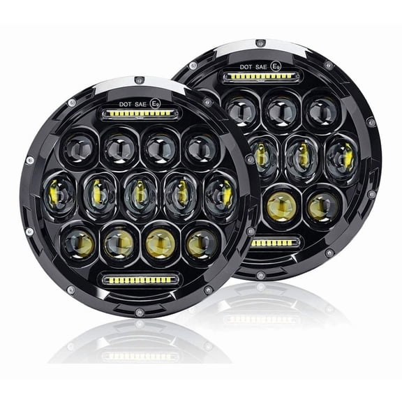 Applies to Pair 7'' Round LED Headlights Angel Eye Wrangler Jeep Yamaha