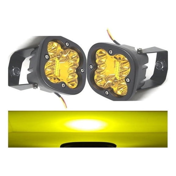 Applies to Pair of 20-LED 60W Fixed/Strobe Amber Square Headlights