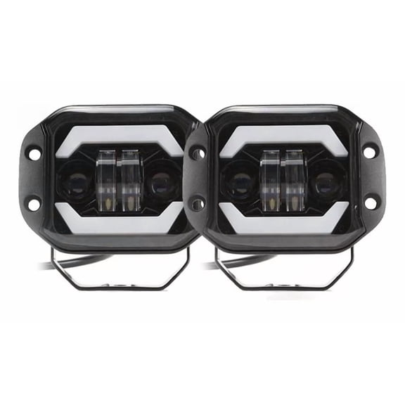 Applies to Pair of 5 Recessed LED Headlights, High and Low Beam, H4, with Amber DRL