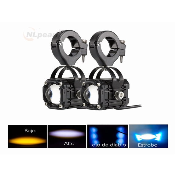 Applies to Pair of Magnifying Glass Headlight Bicolor High Low Strobes Devil's Eye Motorcycle