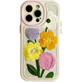 thumbnail image 1 of Applique Embroidery Bloom Colorful Flower Soft Phone Case Compatible with iPhone Case (White,iPhone 15 Plus), 1 of 6