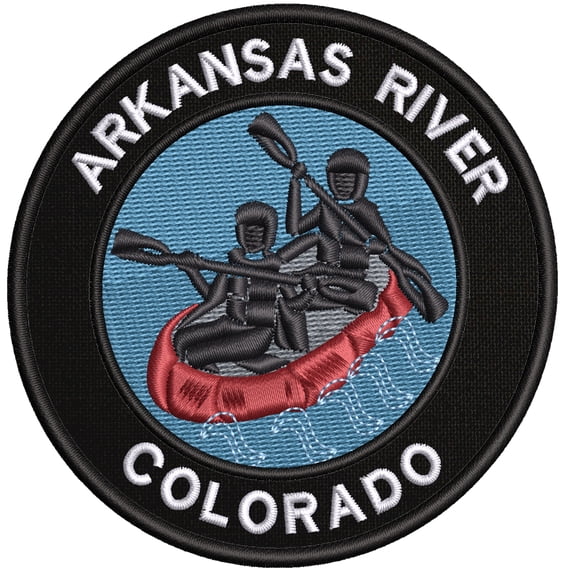 Applique Outdoors Rafting The Arkansas River Theme Hook Backing Decorative Patch Funny Saying Biker Emblem