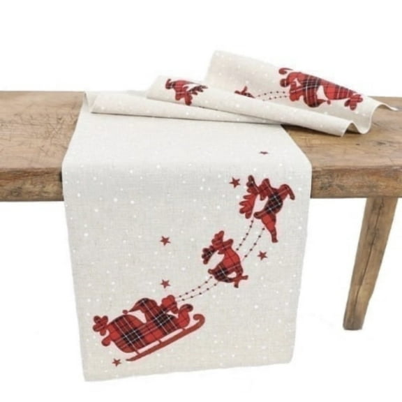 Applique Tartan Christmas Table Runner 16 by 36-Inch 15"x90"
