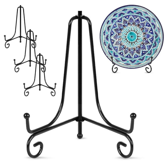 Appoft 4 Pack Plate Stands For Display,Plate Holder 6 '',Picture Frame Stand of Metal,Frame and Artworks,Small Easel for Book,Tabletop Art,Picture,Photo Platter,black