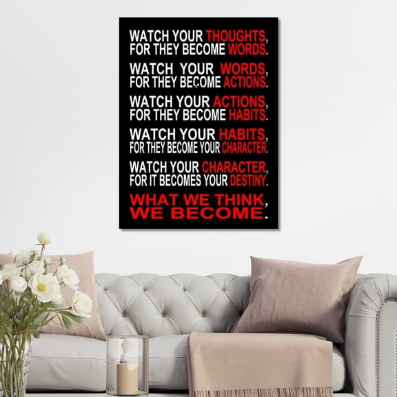 Appoft Watch Your Thoughts Motivational Classroom Poster Modern Canvas Prints Wall Art Paintings Ready to Hang for Office Living Room Home Decorations Stretched Pictures Artwork