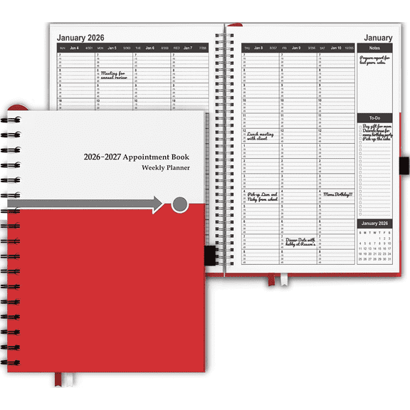 StriveZen Appointment Book 20262027, Daily & Weekly Planner, 15-Minute Hourly Schedule, Large Hardcover 8.5x11, 18-Month Calendar