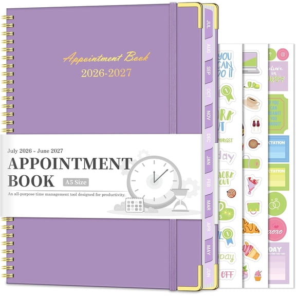 Appointment Book 2026-2027, Hourly Planner from July 2026 - June 2027, 6.3"x8.6" Small Weekly & Monthly Appointment Planner, Daily Agenda Book with 30-Minute Interval for Office School,