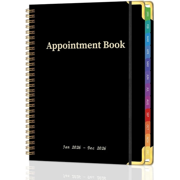 Appointment Book 2026 with Calendar Planner,Hardcover Weekly & Monthly Appointment Planner from Jan 2026-Dec 2026,Daily 7AM - 10 PM Hourly Schedule for Salon,Office, School,Doctor 9" x 11", Black