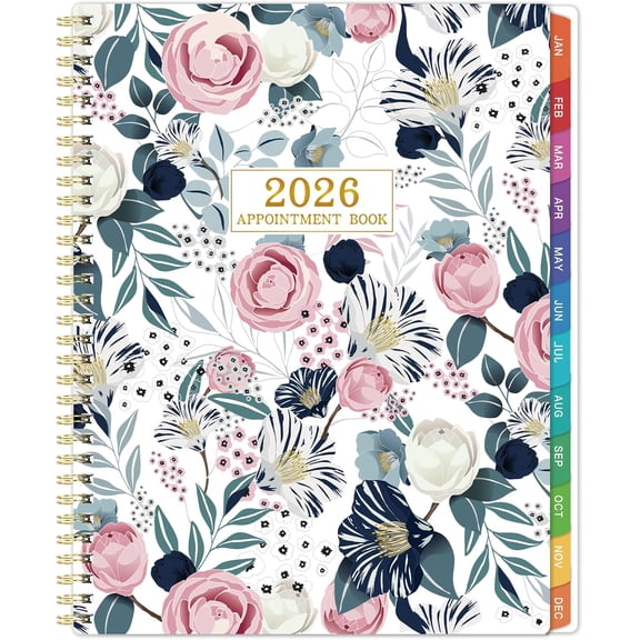 Appointment Book 2026 Daily And Weekly Planner, January To December 2026, Hourly Schedule With 30-Minute Intervals, 8.5 X 11 Inch, Colorful Tabs