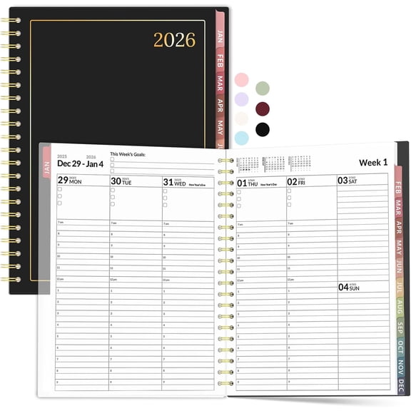 Appointment Book 2026 Planner, Daily Weekly & Monthly Calendar Planner (Jan 2026-Dec 2026), 8.5"x11", Hourly Agenda Book, 30 Minute Increments, Flexible Cover, Organizer Notebook, A4, Black