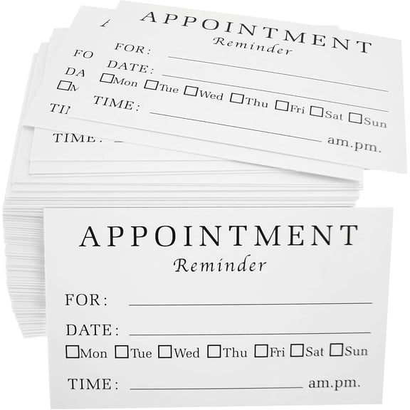 Appointment Reminder Cards (Pack of 100) for Dentist Therapist Doctor Hair Salon Pack of 100