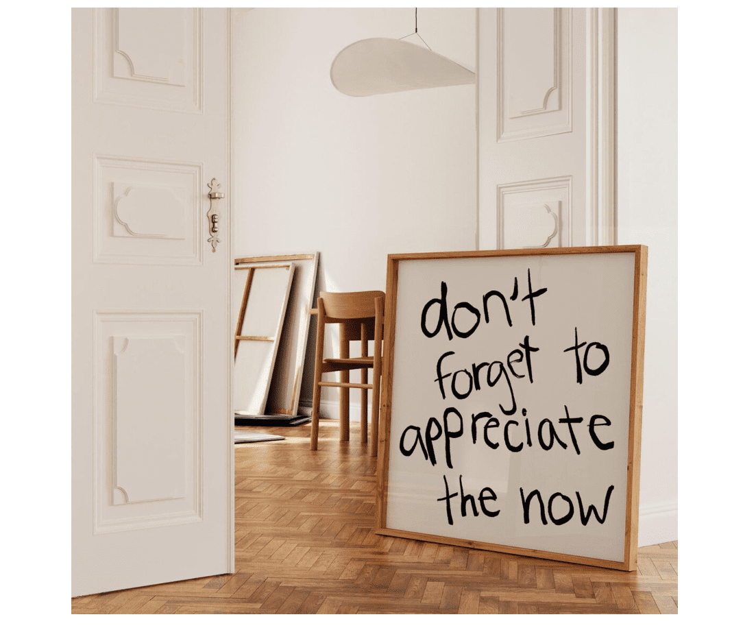 Appreciate Now Print Typography Poster Mid Century Print Motivational ...