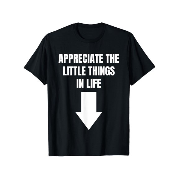 Appreciate The Small Things in Life Funny Arrow Sarcasm Pun T-Shirt, Unisex Cotton Casual Round Neck Outdoor Short Sleeve T-Shirt with Slight Stretch, Slightly Elastic, 100%Cotton, S-XXXL