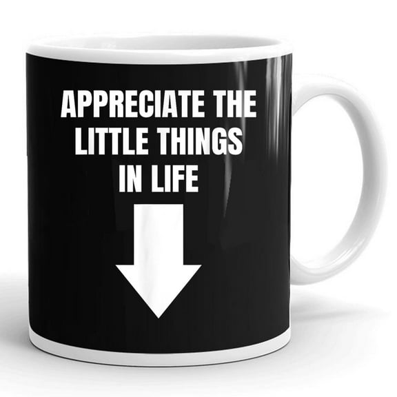 Appreciate The Small Things In Life Funny Arrow Sarcasm Pun Gift Ceramic Mug 11oz (White;11oz)