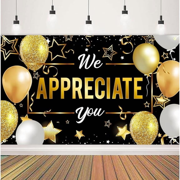 We Appreciate You Banner Backdrop, Employee Appreciation Decorations, Thank You for All You Do Banner, Veterans Teacher Doctor Nurse Staff Appreciation Party Decorations