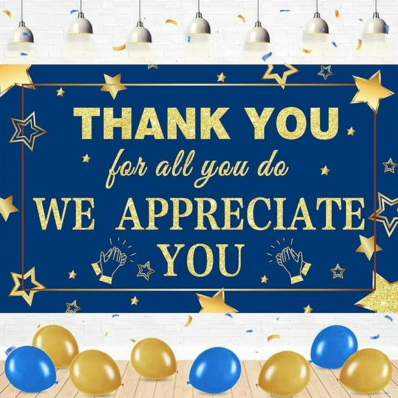 We Appreciate You Banner Decorations Thank You Banner Thank You for All You Do Backdrop for Teacher Employee Staff Doctors Nurse Poaster Volunteer Appreciation Week Party Decor - Purple & Black