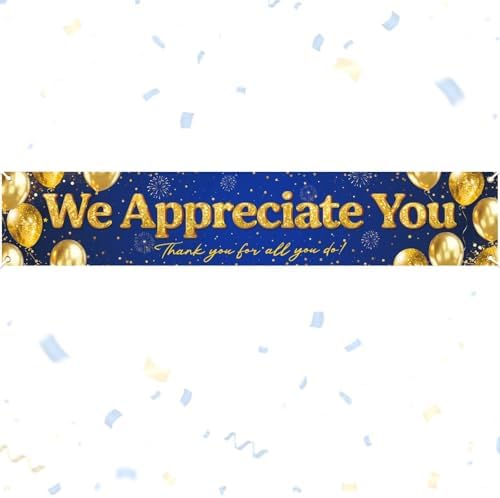 We Appreciate You Banner Royal Blue Gold Thank You for All You Do ...