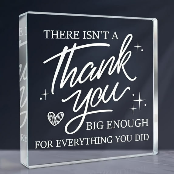 Appreciation Acrylic Plaque - Premium Thank You Gift Teachers Bosses Colleagues Leaders Friends - Gratitude Desk Decor Sign for Farewell Retirement - Adult Gift Ages 3.9X3.9 in