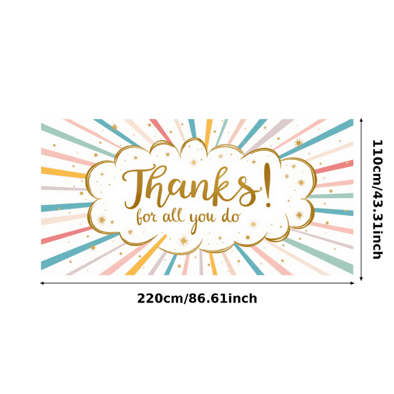 Appreciation Design Banner Thank You Glitter Typography Gratitude Cloud Shape for Office Party Classroom Decoration Teacher Gift