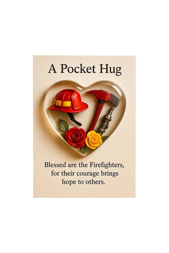 Appreciation Firefighter Gifts for Men Pocket Hug with Card, Unique Firefighter Accessories Proud Keychain Gift for Firefighters Prayer, Birthday Gifts for Fireman Fire Fighter Accessory Graduation