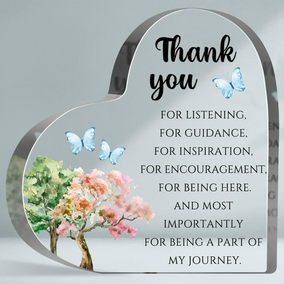 Appreciation Gifts for Coworkers, Thank You Gifts for Women Men, Butterfly Decor Heart Shape Acrylic Keepsake, Perfect for Home Living Room Shelf Table Decoration