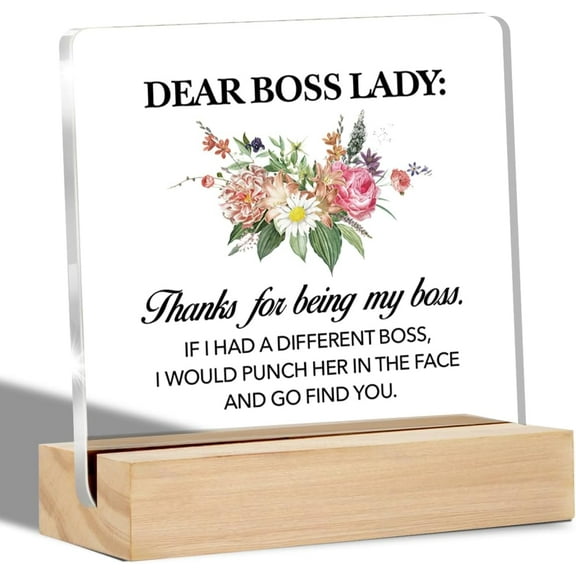 Appreciation Gifts for Women Thank You Clear Desk Decorations Floral Acrylic Sign with Stand Table Plaque Sign Keepsake Grateful Gift for Teacher Coworker Manager Boss