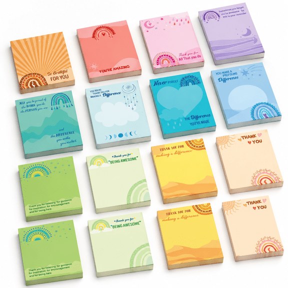 Appreciation Inspirational Rainbow Sticky Notes, 720 Total Sheets, 24 Pack