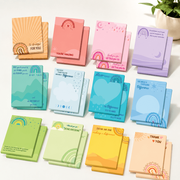 Appreciation Inspirational Rainbow Sticky Notes, 720 Total Sheets, 24 Pack