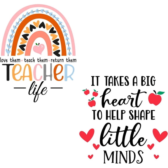 Appreciation Week Stickers It Takes a Big Heart to Shape Little Minds Decals Hearts Rainbow Vinyl Decor for DIY Teacher Gifts for DIY Thank a Teacher Teachers Day Back to School