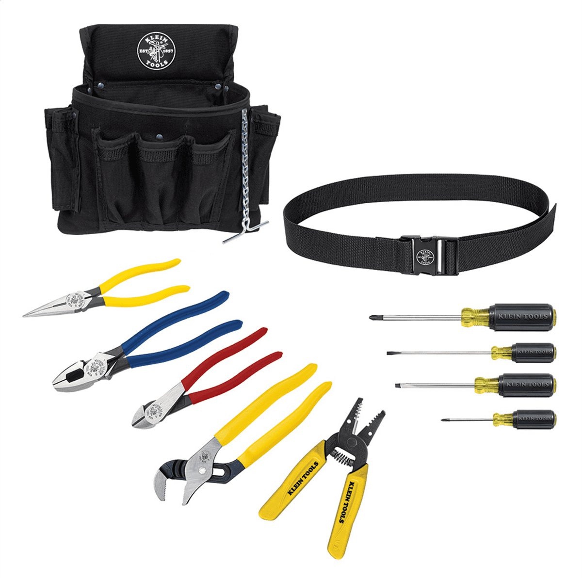 Klein Tools Apprentice Tool Set with Tool Belt and Pouch, 11-Piece ...