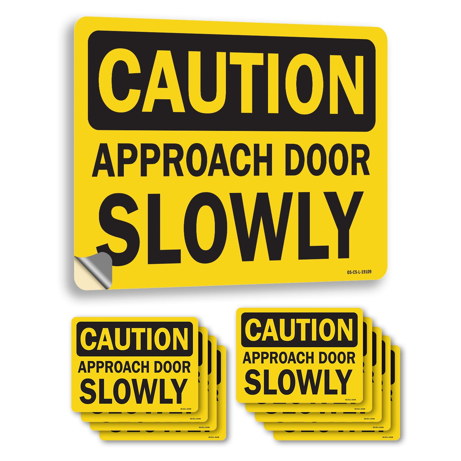 Approach Door Slowly OSHA Caution Vinyl Decal Label 7 Inch x 5 Inch ...