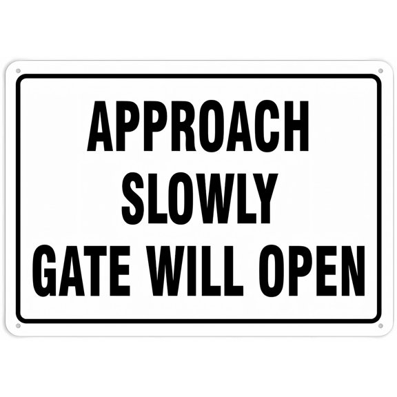 Approach Slowly Gate Will Open Caution Safety Sign 12 x 8 Inches - Security Sign, Alt Room Decor, Indoor Outdoor Home, Office, Work, Gate Safety